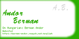 andor berman business card